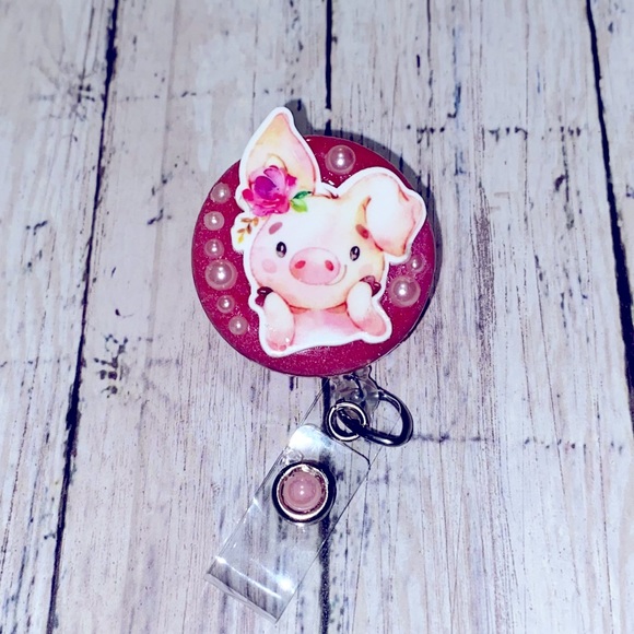 Sassy Little Piggy Handmade Badge Reel - Picture 1 of 2